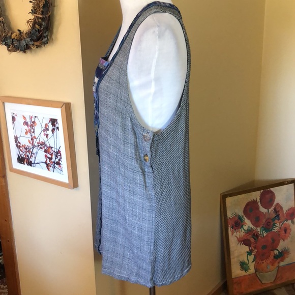 SURYA Size Large Ladies Top Art To Wear Mixed Media Tunic Lagenlook Beaded Craft - Picture 6 of 14